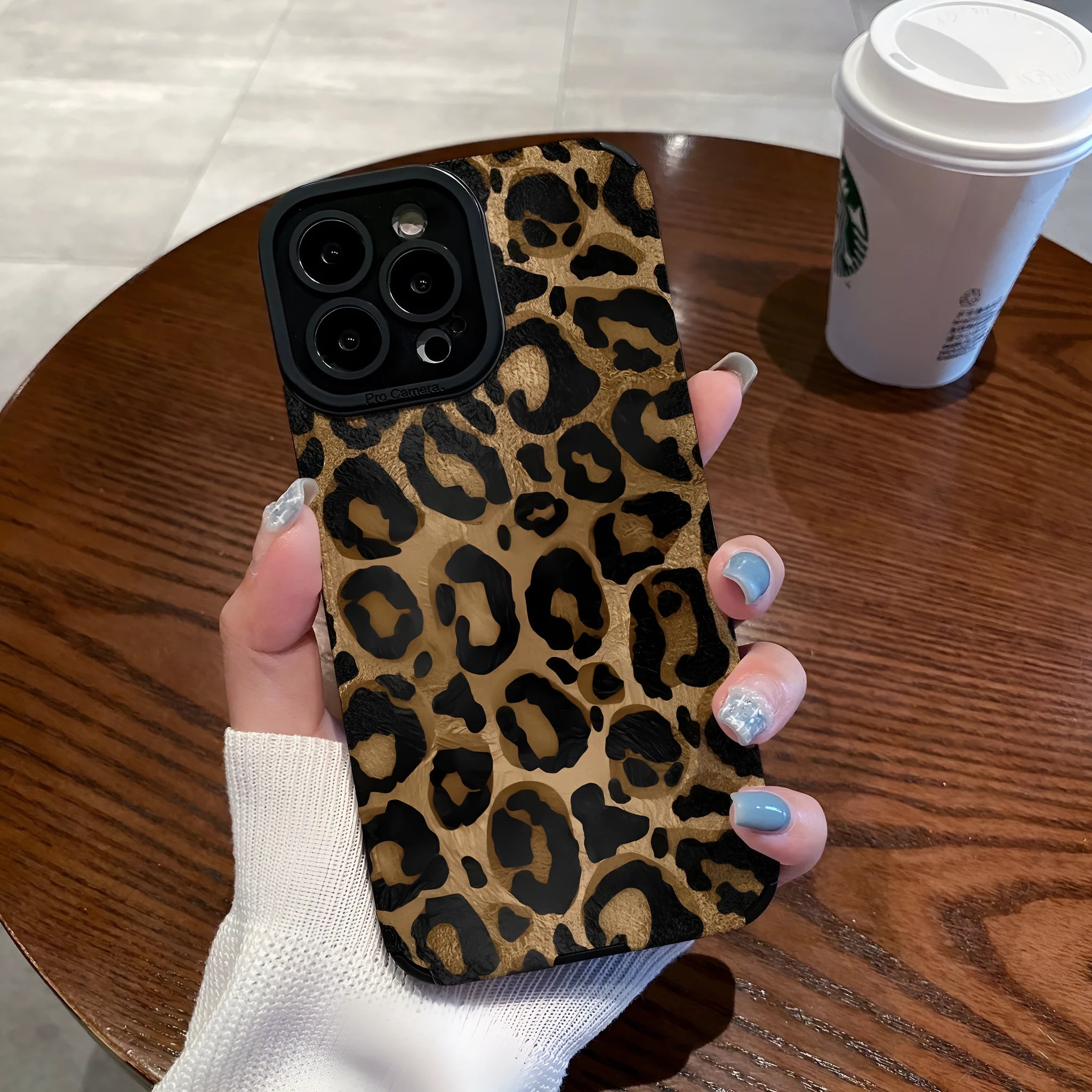Gold leopard print all-inclusive phone case for Apple iPhone models, imitation leather, anti-fingerprint