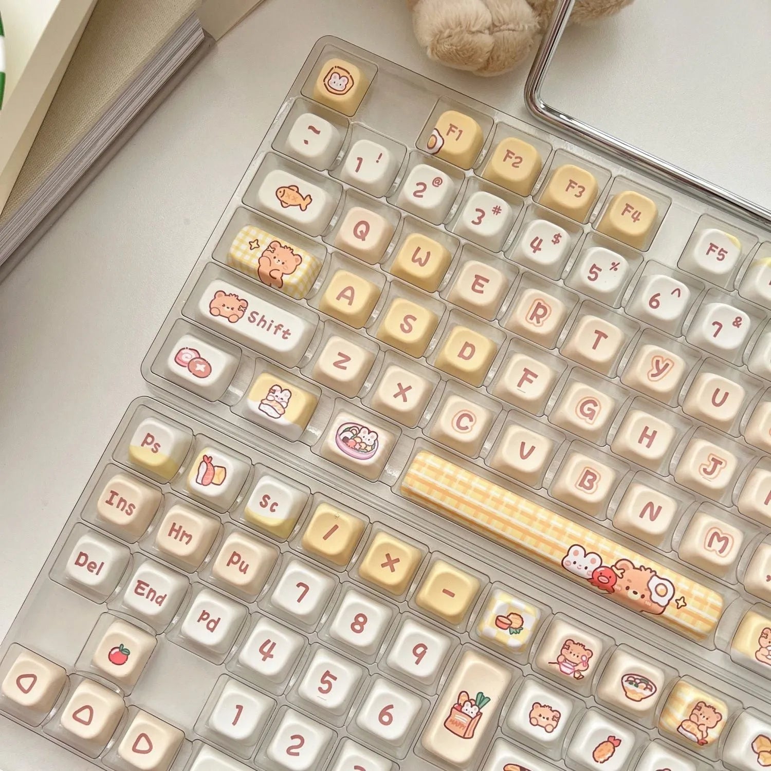 EOA height rabbit bear restaurant themed PBT keycap set with 140 pieces for mechanical keyboard customisation