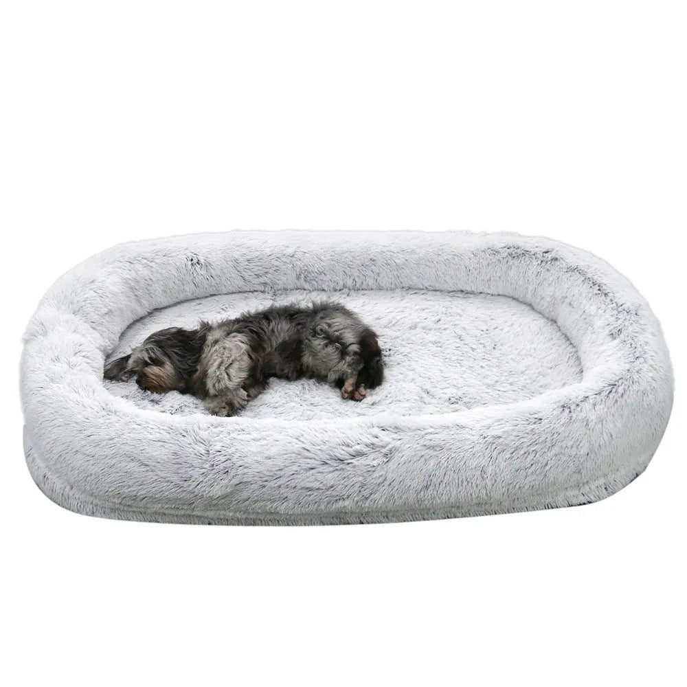 Giant dog kennel super large sponge-lined nest in light grey or khaki, 1.6m or 1.85m