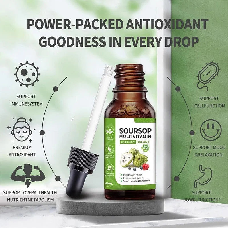 Bottle of prickly fruit and lychee flavoured edible care drops, 60ml net content.