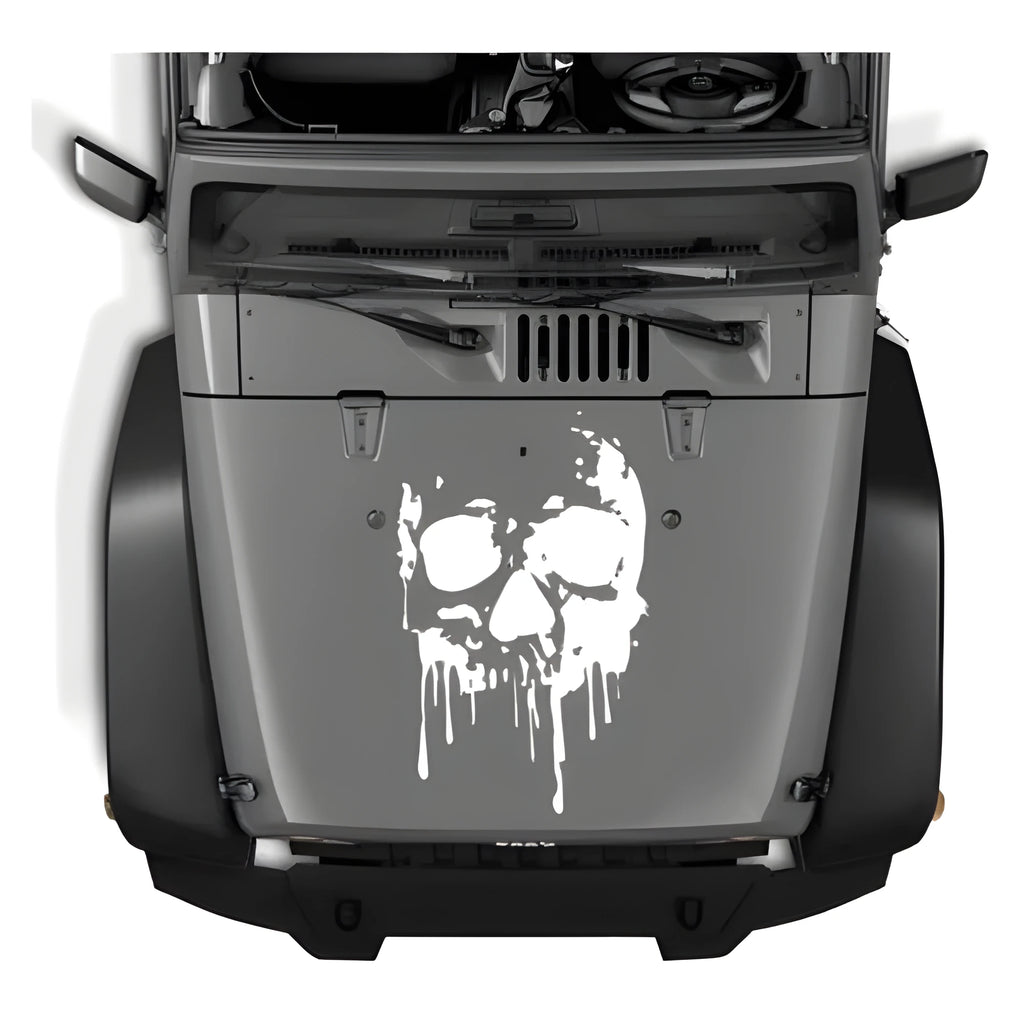 Skull bumper sticker with butterfly fairy design in black on white background