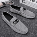 Men's black and grey suede casual shoes with cowhide leather and rubber sole