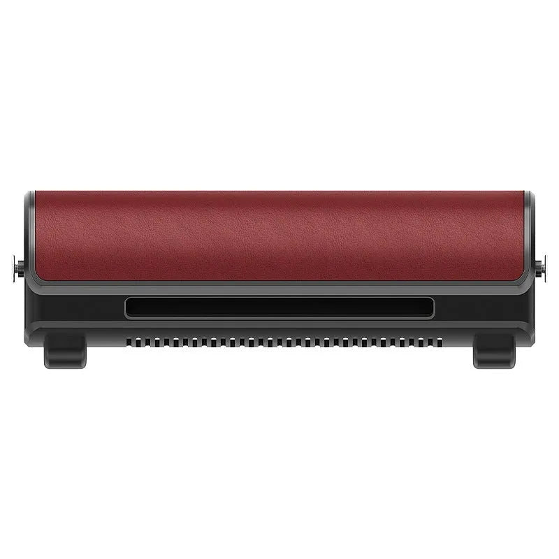 Bladeless car mounted fan with USB cable showing black, brown, and red colour options
