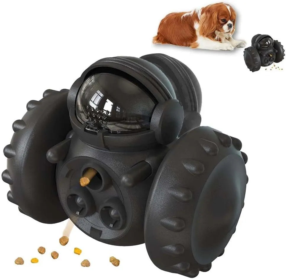 Self-balancing dog treat tumbler toy in multiple colours for small dogs and cats