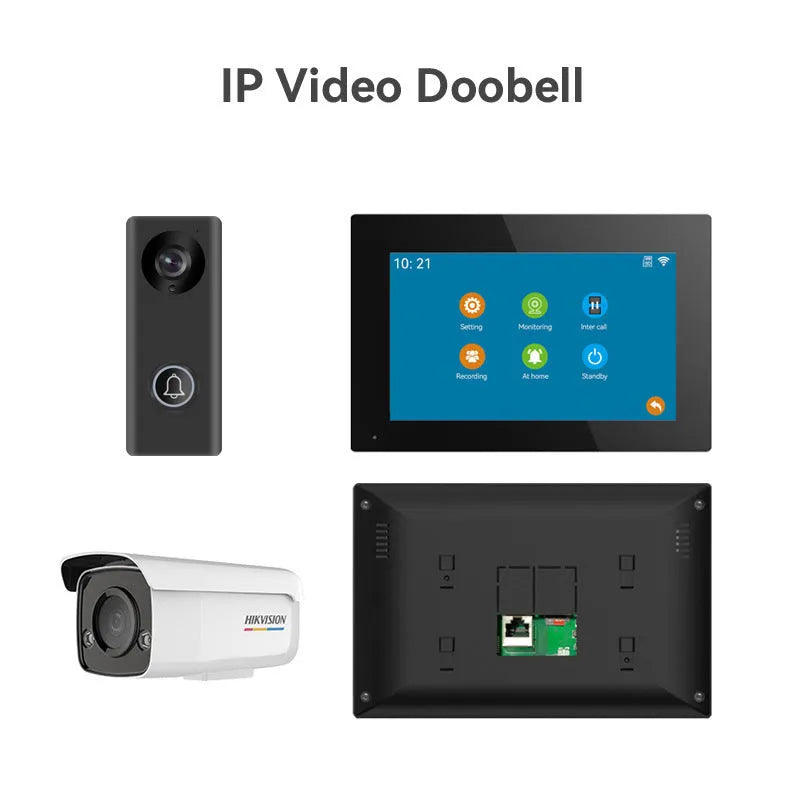 Video intercom doorbell system with outdoor camera unit and indoor display monitor for home entry security