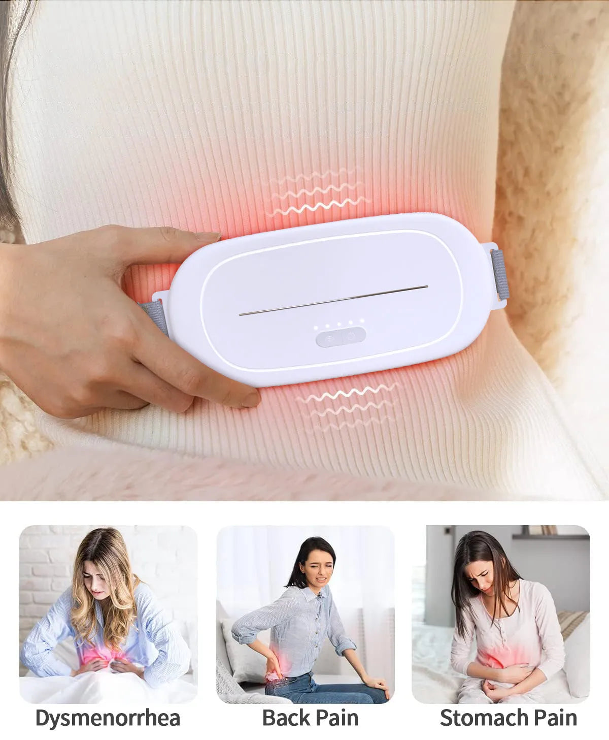 White uterine warming device sitting on its wireless charging base.