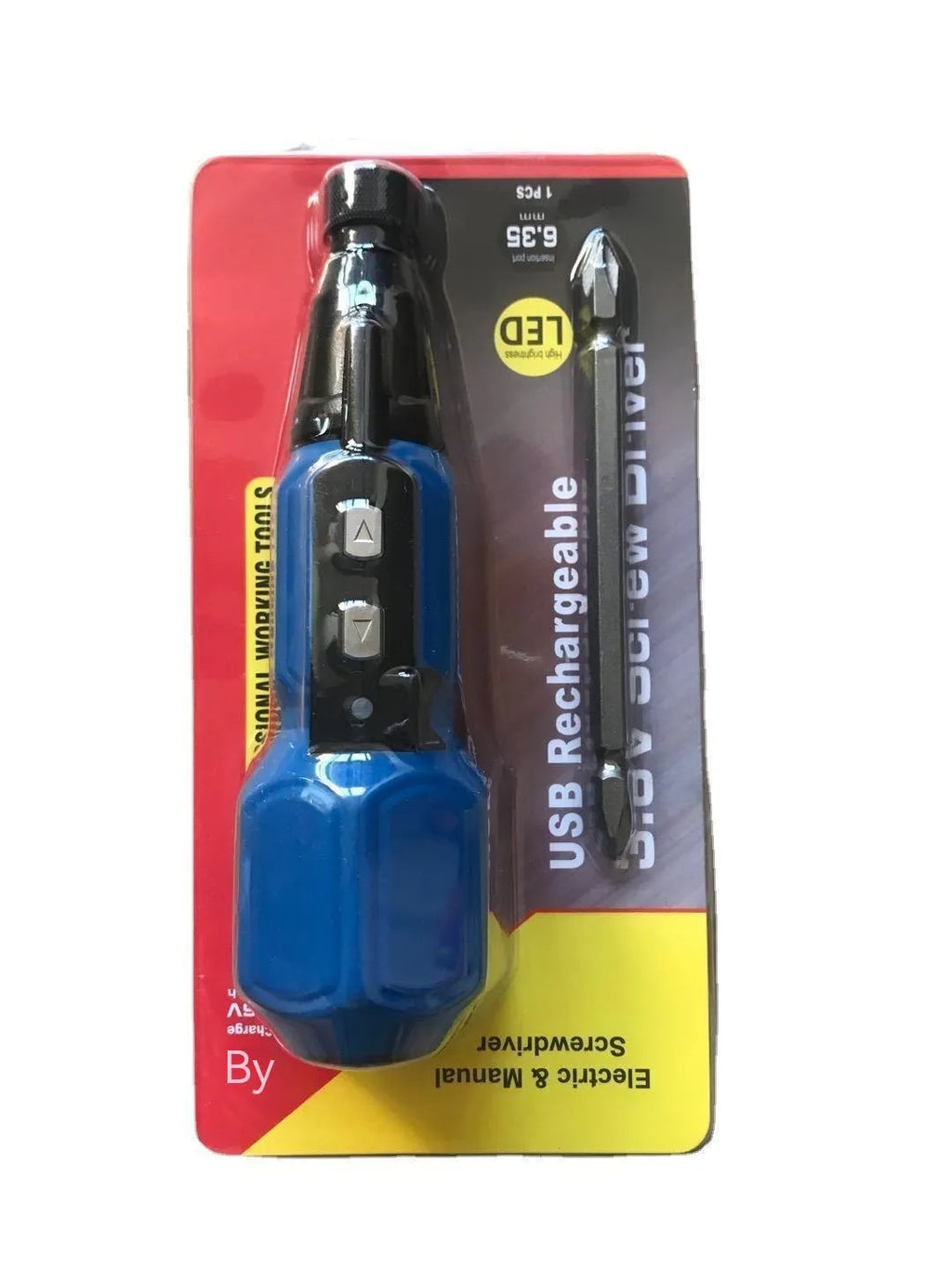Alloy steel straight handle electric screwdriver with black finish and lithium battery
