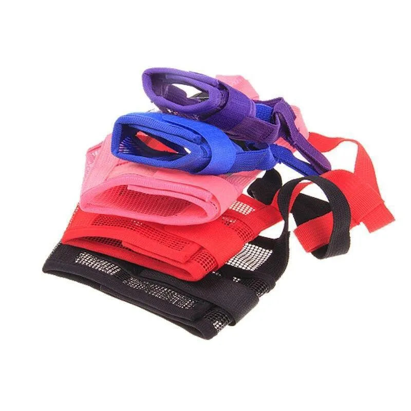 Adjustable plastic dog safety muzzle in multiple colours and sizes for biting control