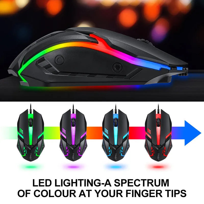 Thunder Wolf T800 gaming keyboard mouse headset bundle four piece set on desk
