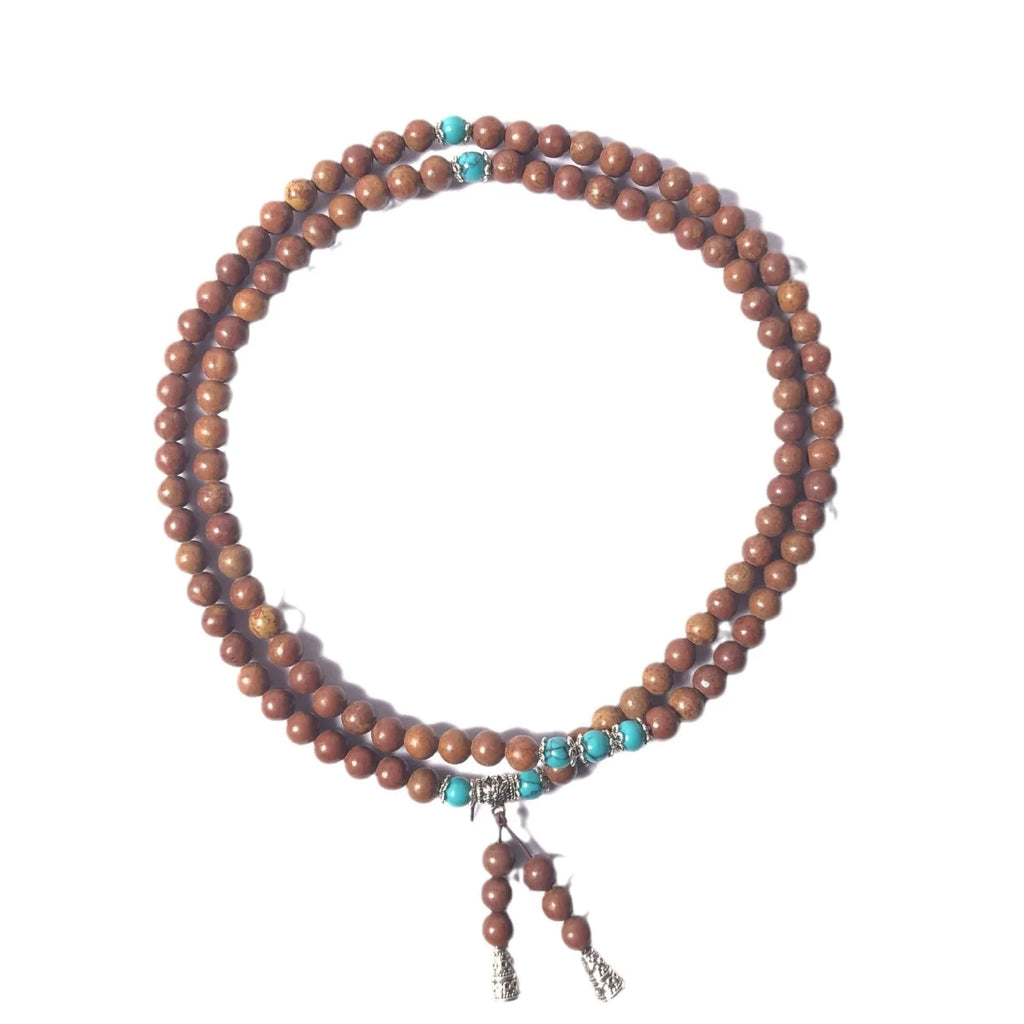 108-bead Lvzhu stone bracelet with hand-polished 5-6mm geometric beads