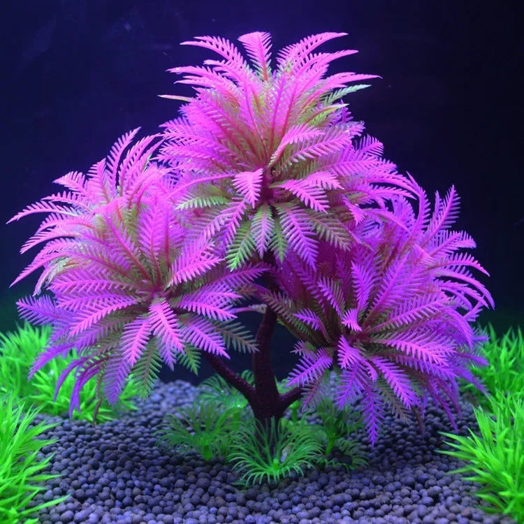 15cm artificial aquarium plant in green or pink plastic water grass tree style for fish tank landscaping