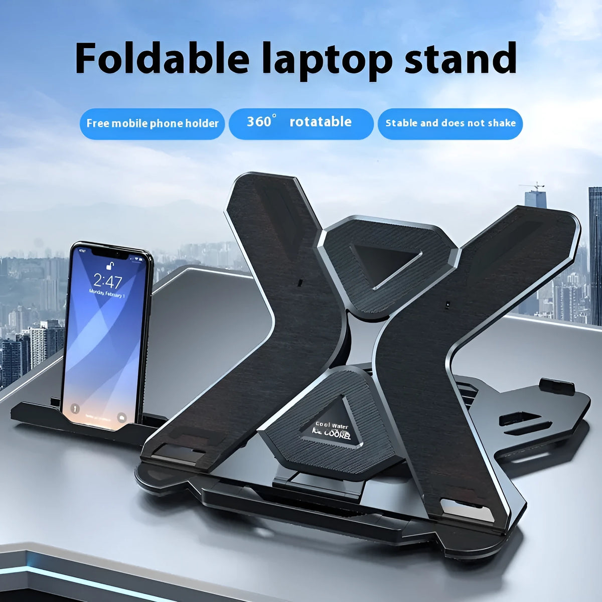 ABS plastic laptop cooling bracket in black or white with adjustable height design