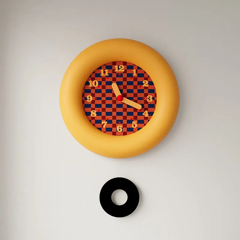 Simple modern wall clock 25cm diameter with pendulum in Nordic style for living room