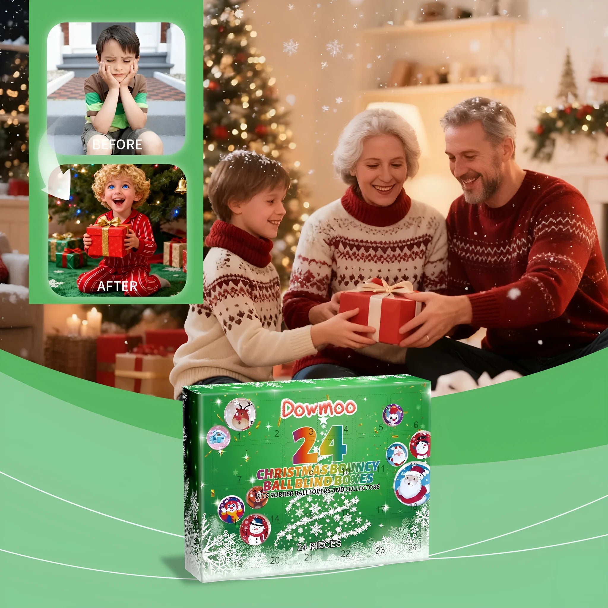 24 Grid Christmas Elastic Ball Blind Box with assorted rubber balls