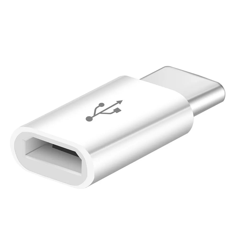 Micro USB to Type-C adapter with OTG function, ABS shell, 23.7 x 10 x 5.2 mm, white or black