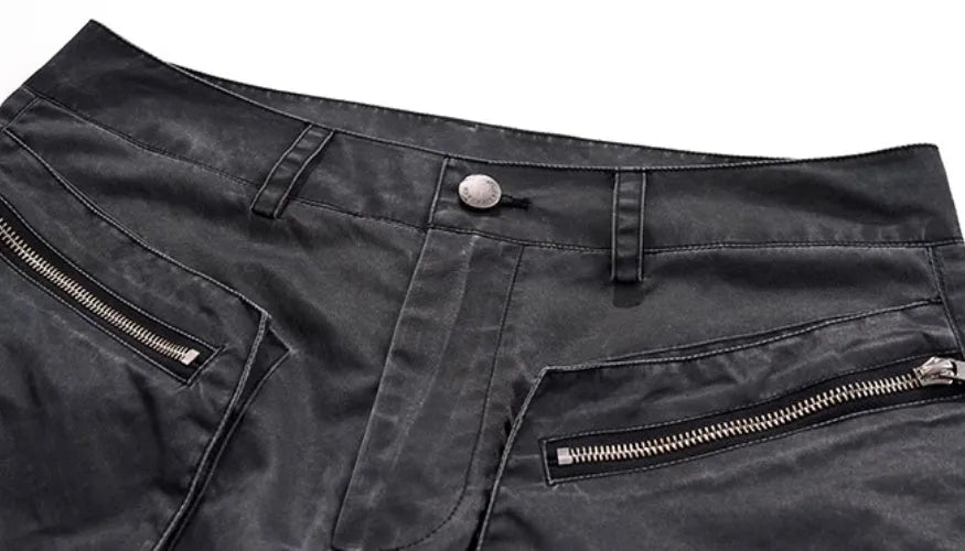 Retro three-dimensional keel design casual sports pants in grey viscose fabric