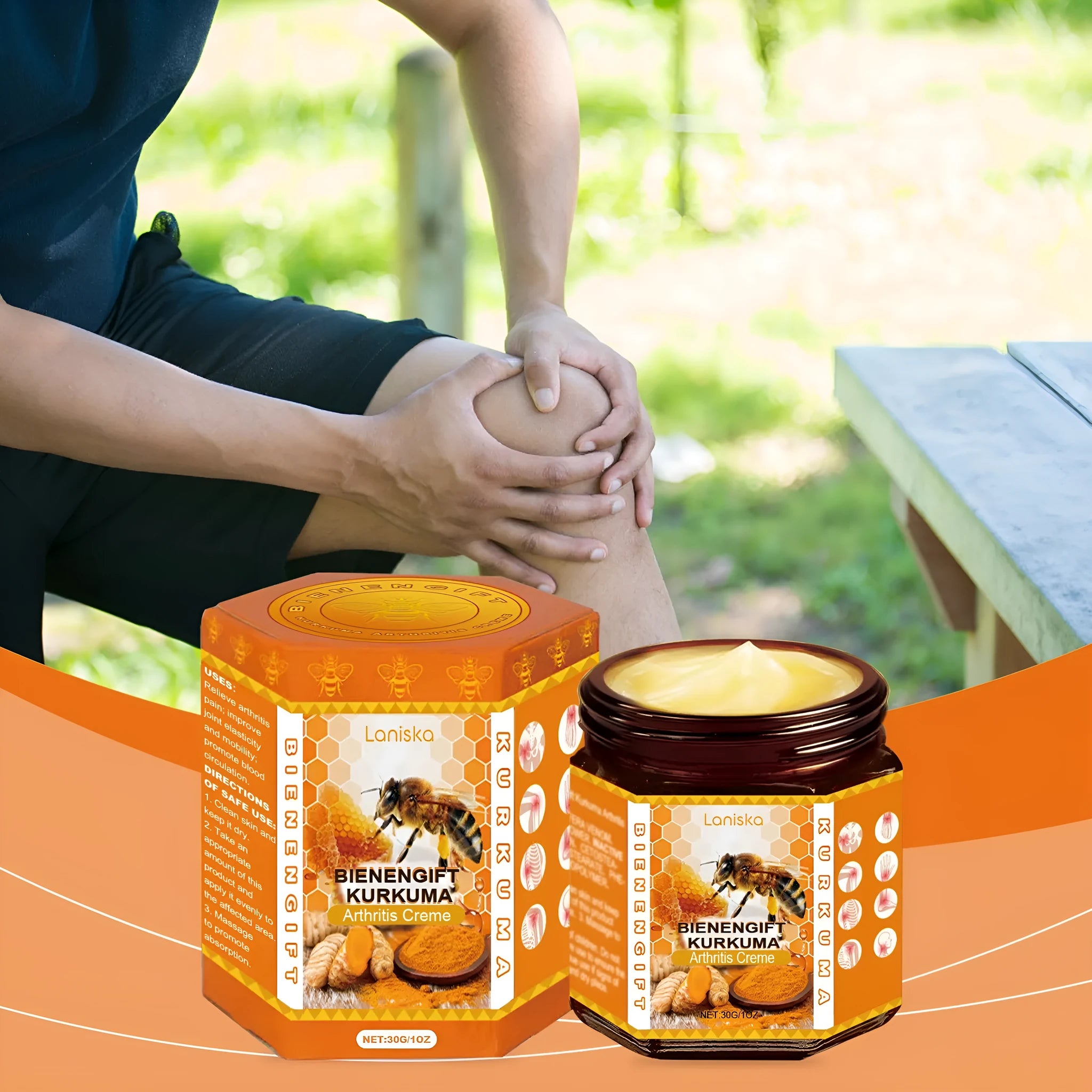 Turmeric Joint Soothing Cream 30g tube with bee venom, ginger root and arnica extract for daily maintenance