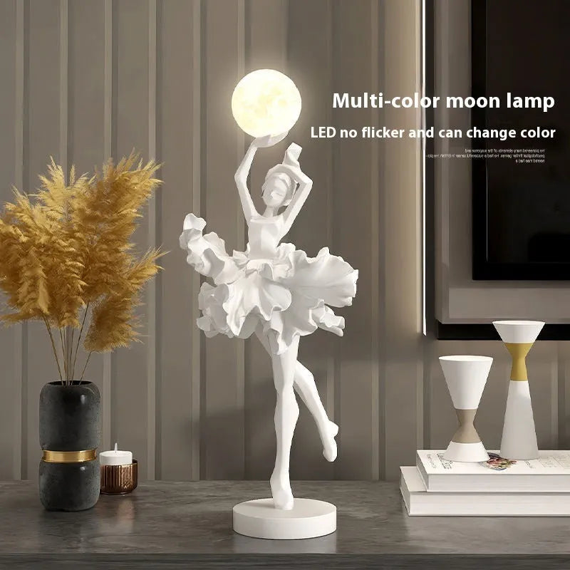 Art girl atmosphere modern USB night lamp in black gold, white, pink, or light blue colour.