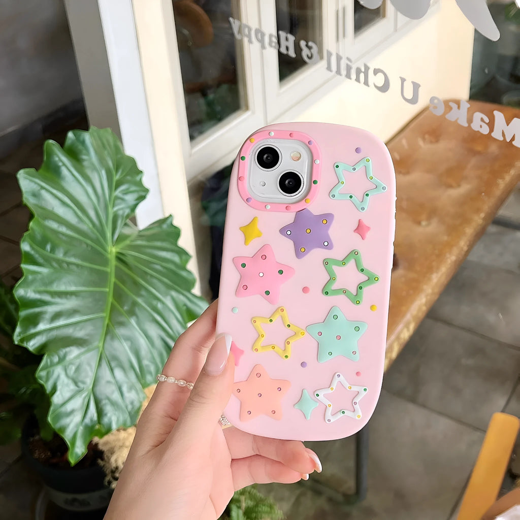 Oval foundation colour five-pointed star silicone phone case for iPhone 13 Pro Max