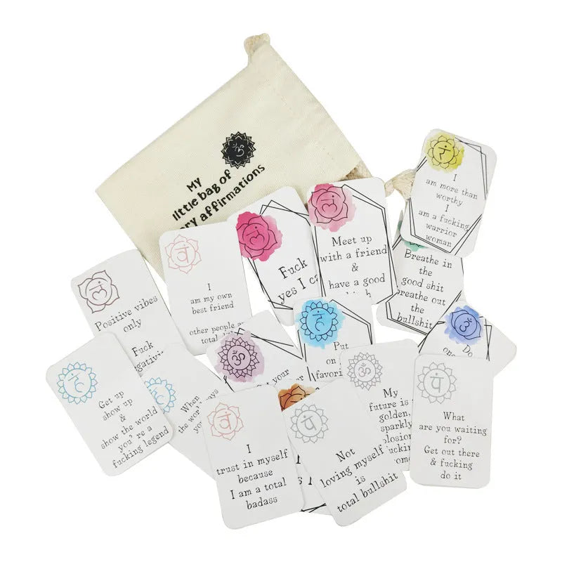 16 funny affirmation cards with soft adorable healing designs on cardboard