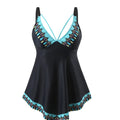 Plus size women's two-piece bikini swimsuit in quick-dry polyester fabric.