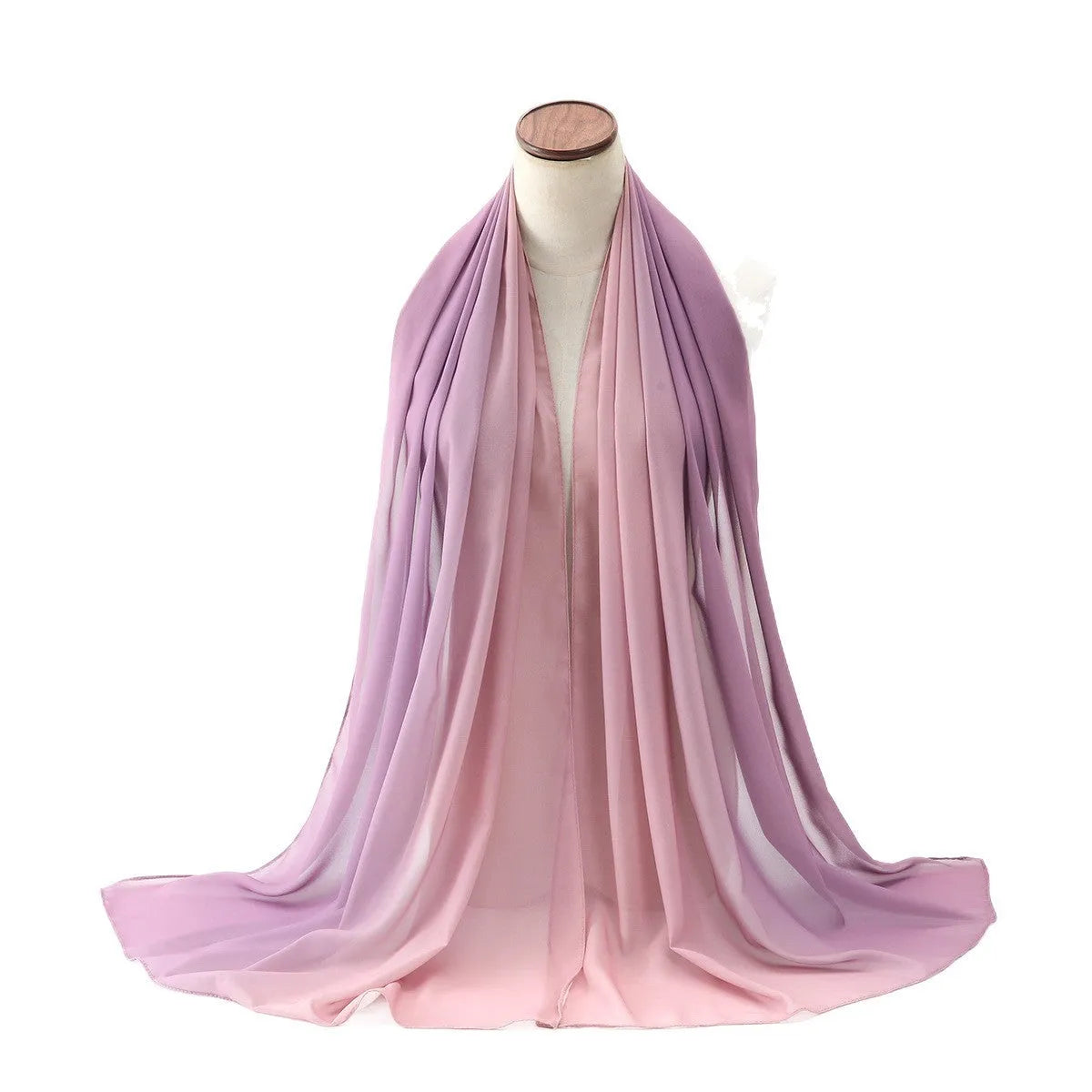 Women's chiffon ethnic scarf in Pu long design showing length and lightweight fabric texture
