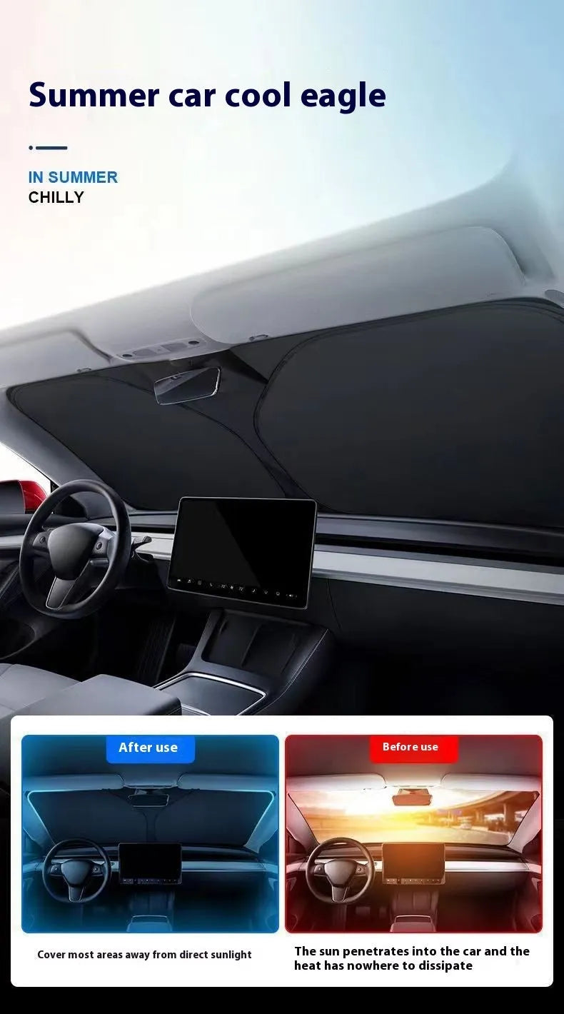 Titanium silver aluminium foil car sunshade shown in a rectangular shape for windshield protection.