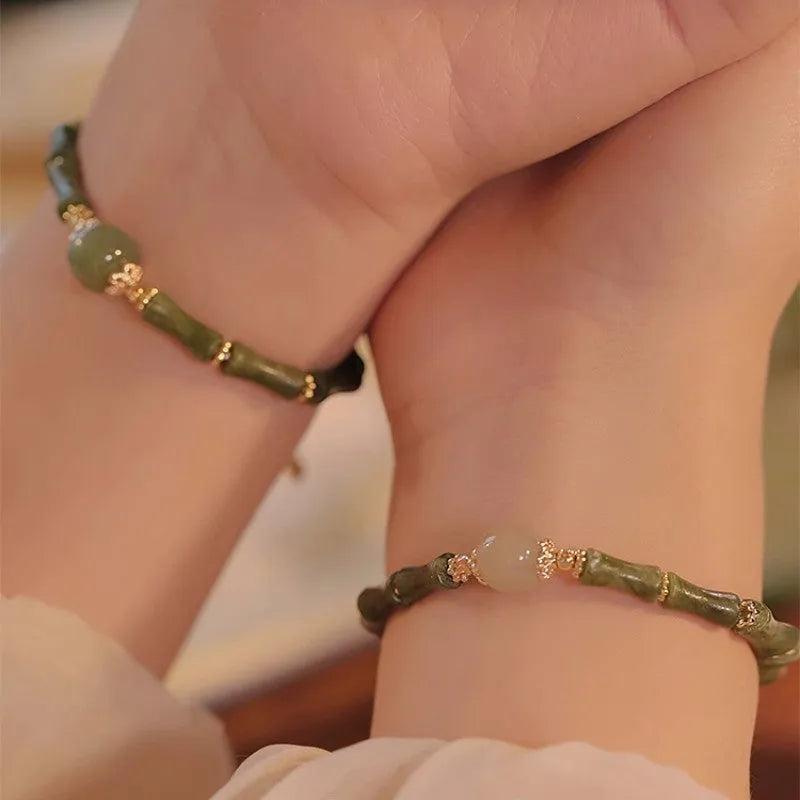 Hetian jade women's bracelet with geometric design and Yuan dynasty smoked style