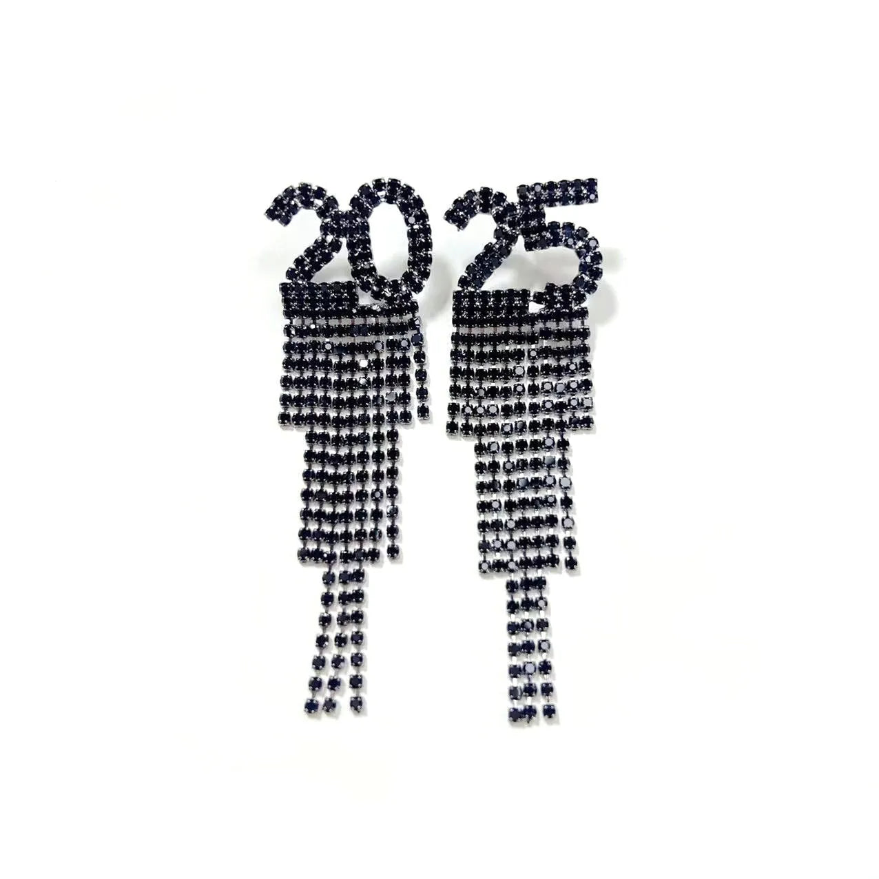 Digital rhinestone letter earrings in copper pendant style for women, available in gold, white K, and black