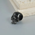 Stainless steel hollow skull Buddha earrings with electroplated finish in gold, black, steel or Buddha head colours