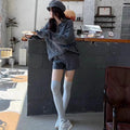 Women's knitted suit set with cable geometric pattern sweater and elastic waist shorts