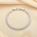 Rectangular geometric women's bracelet with full diamond zircon inlay in champagne gold colour