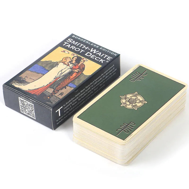 Borderless Waite tarot cards, 78-card coated paper deck, 10.3 x 6cm cards with box and electronic manual