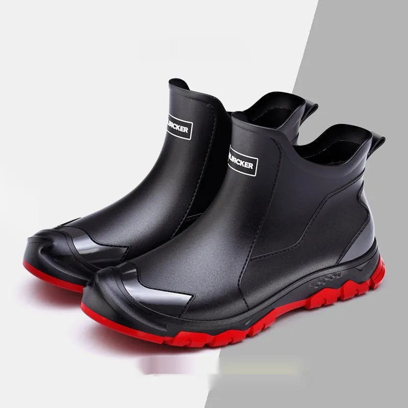Korean style short tube PVC wading shoes in solid colours with non-slip plastic soles