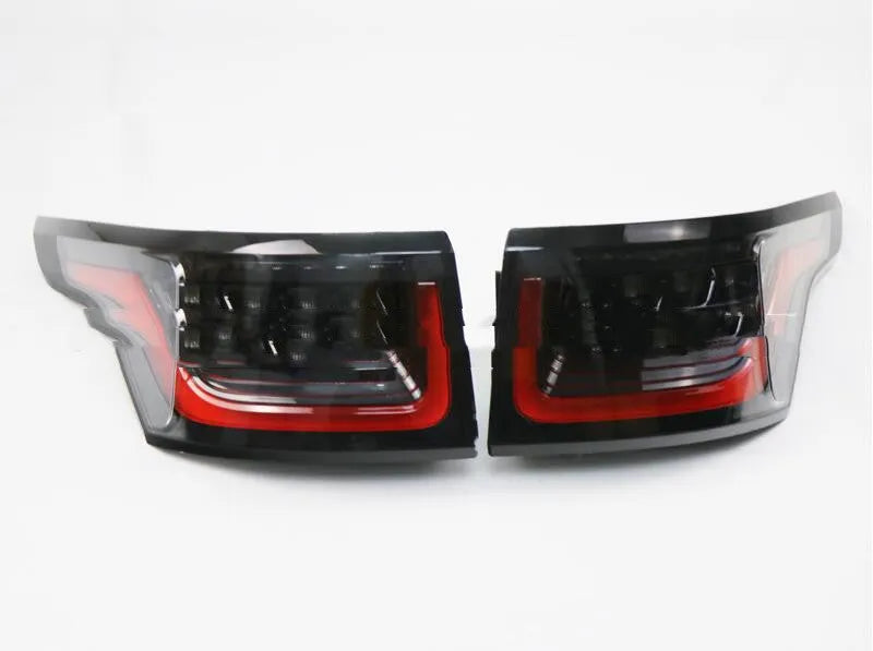 Pair of LED rear bumper brake light units for car taillight replacement.