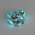 Adjustable Chinese dragon pattern ring in antique silver blue and green colours