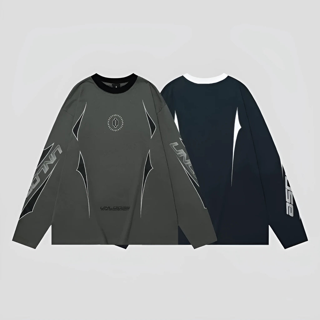 Men's grey cotton pullover sweatshirt with drop shoulder sleeves and printed letter design