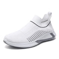 Men's mesh sock shoes with striped flyknit upper and slip-on design