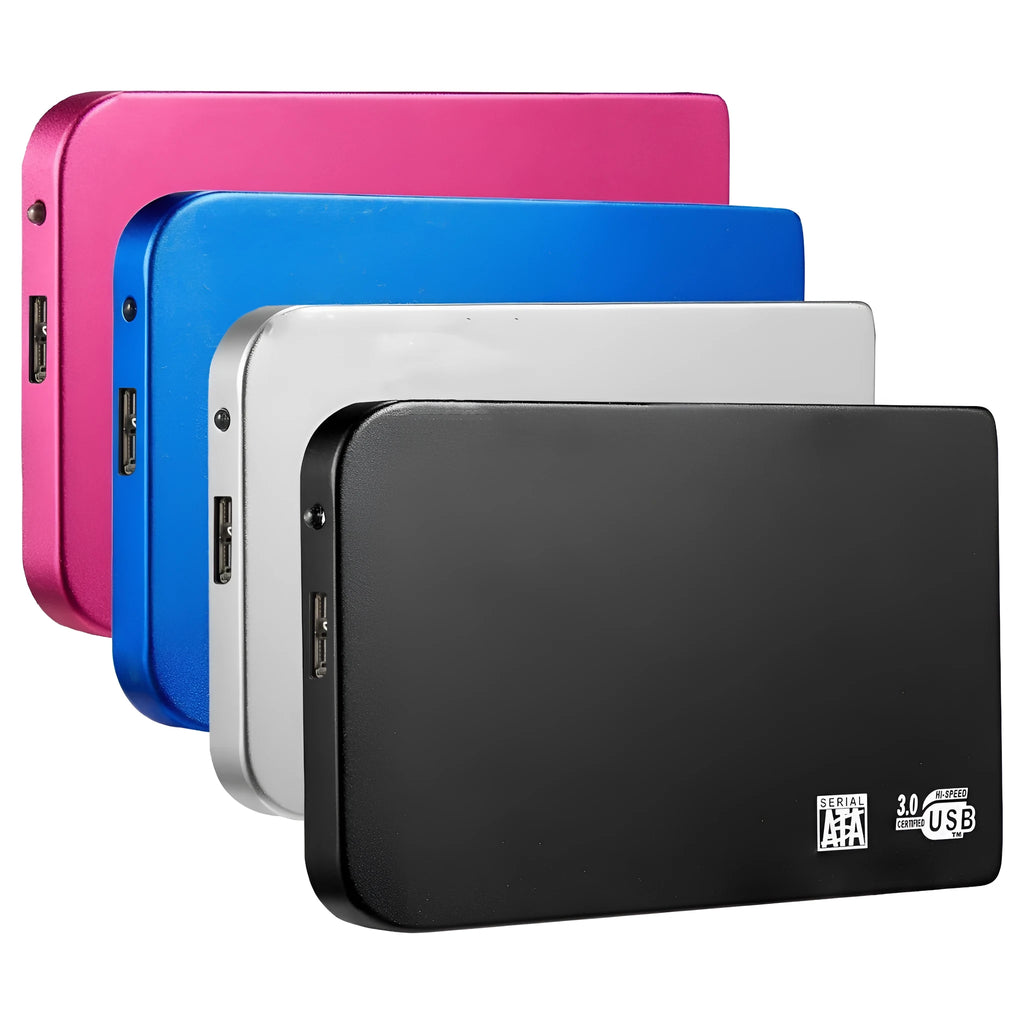 External portable hard drive with metal shell, black, 120mm x 80mm x 15mm, USB connection