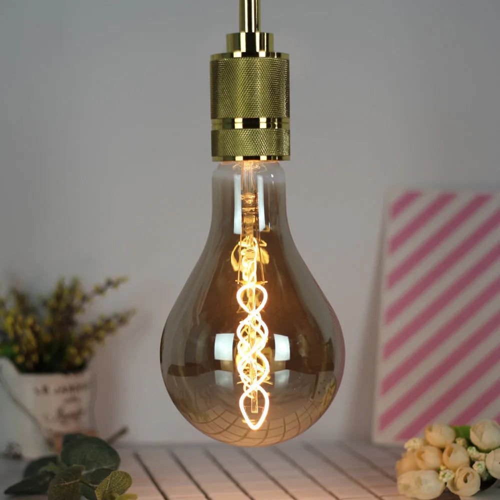 A110 double helix golden LED soft light strip bulb with compact 110x200mm dimensions