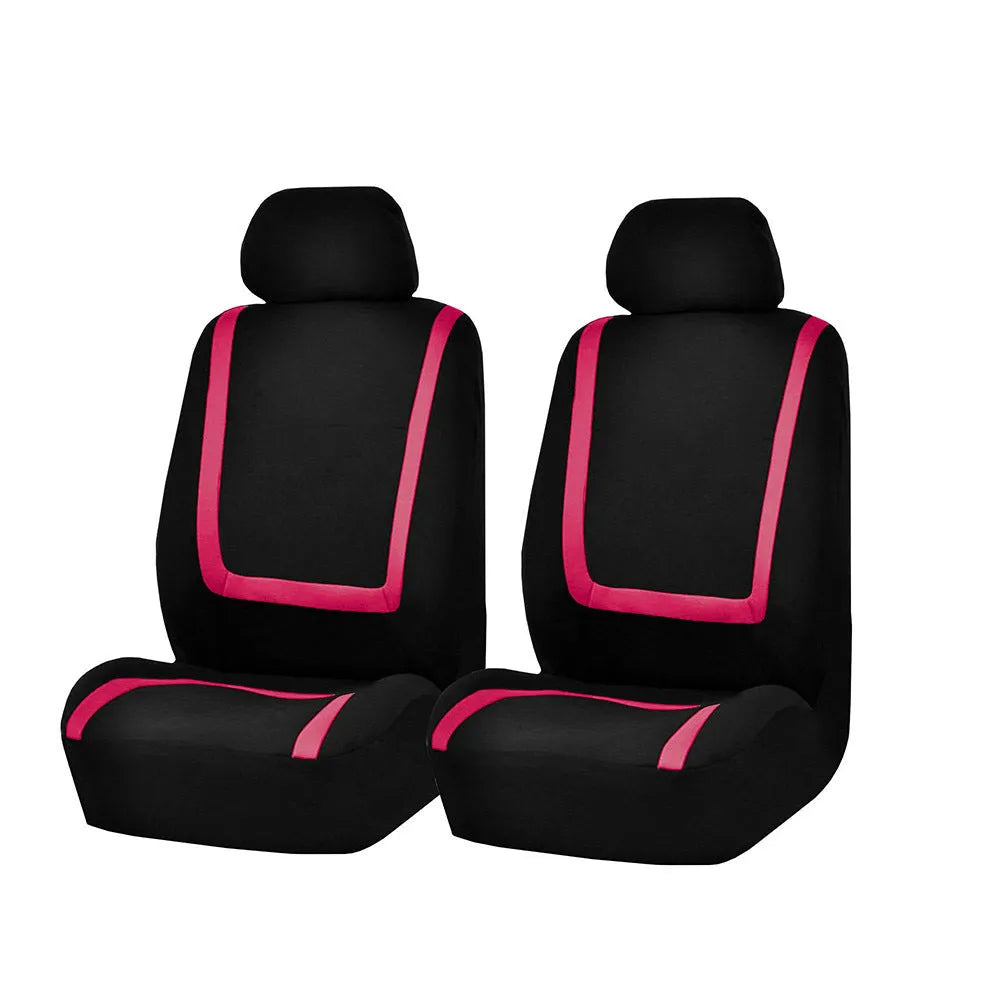 Fully enclosed universal car seat cover set in a two-tone colour combination showing front and rear seat components.