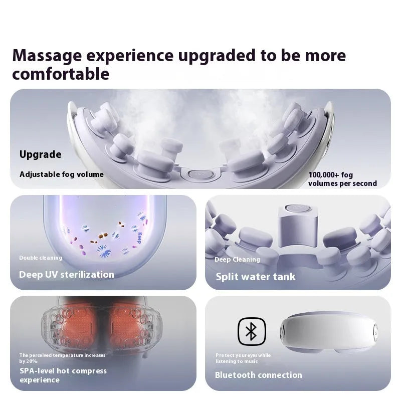 Bluetooth rechargeable steam eye mask in purplish grey colour with hot compress function
