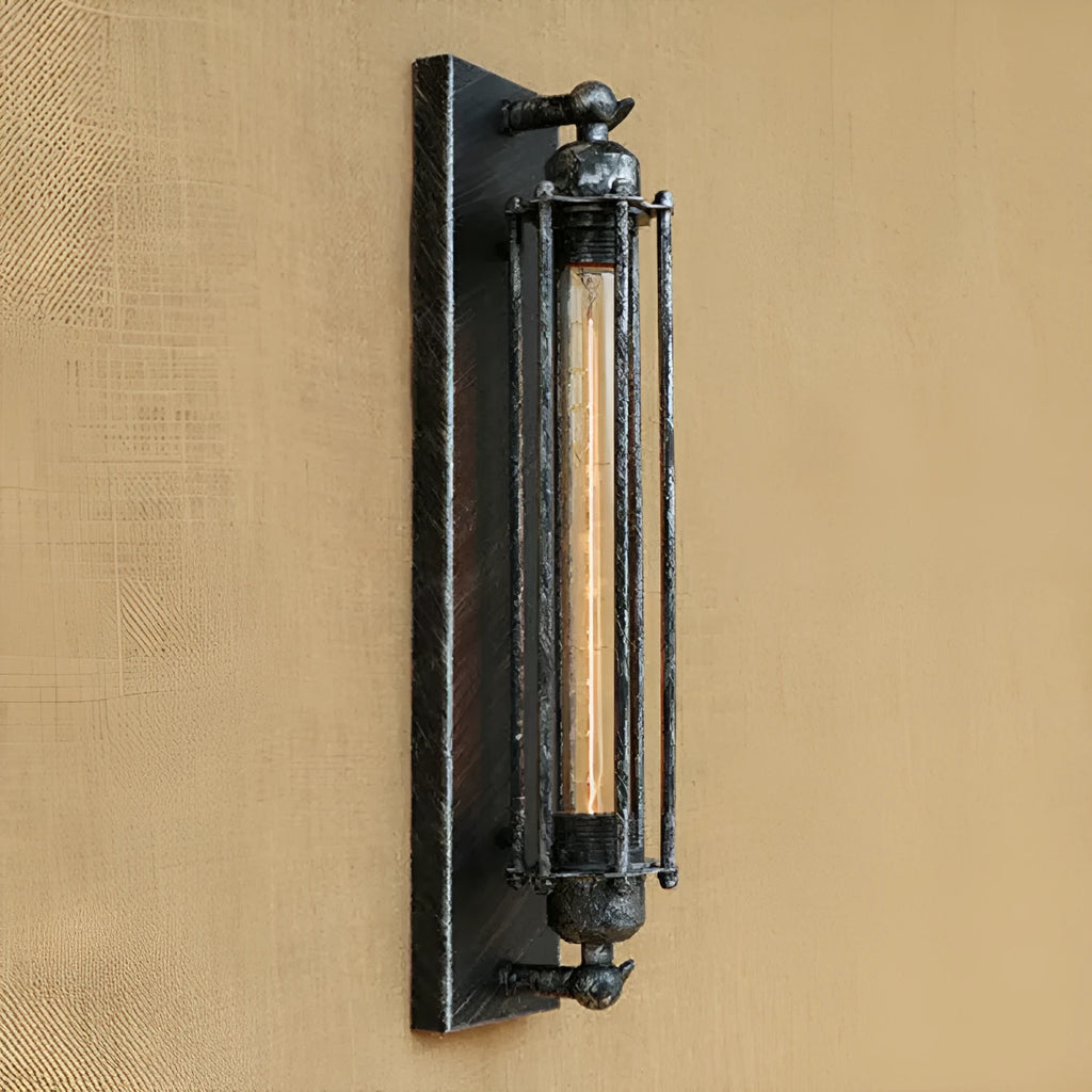 Industrial retro iron wall lamp with flute design in antique style