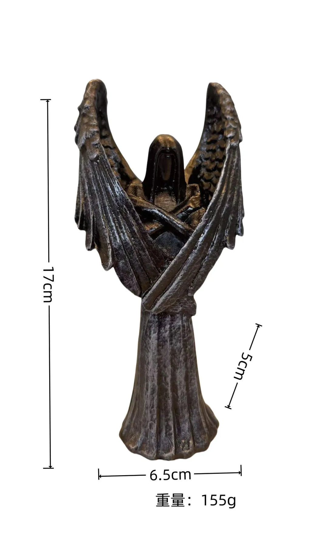 Dark Angel resin statue ornament on display, showing its 17cm height and detailed craftwork.