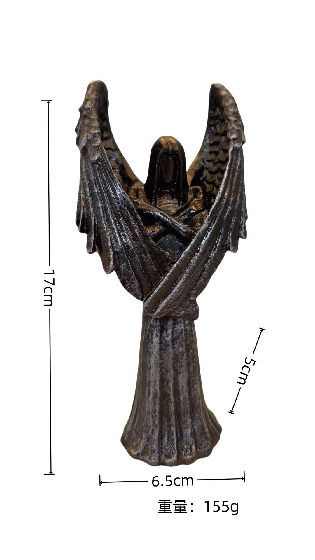 Dark Angel resin statue ornament on display, showing its 17cm height and detailed craftwork.