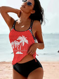 Women's loose fit tangini style bikini bottom briefs in polyester fabric on a white background.