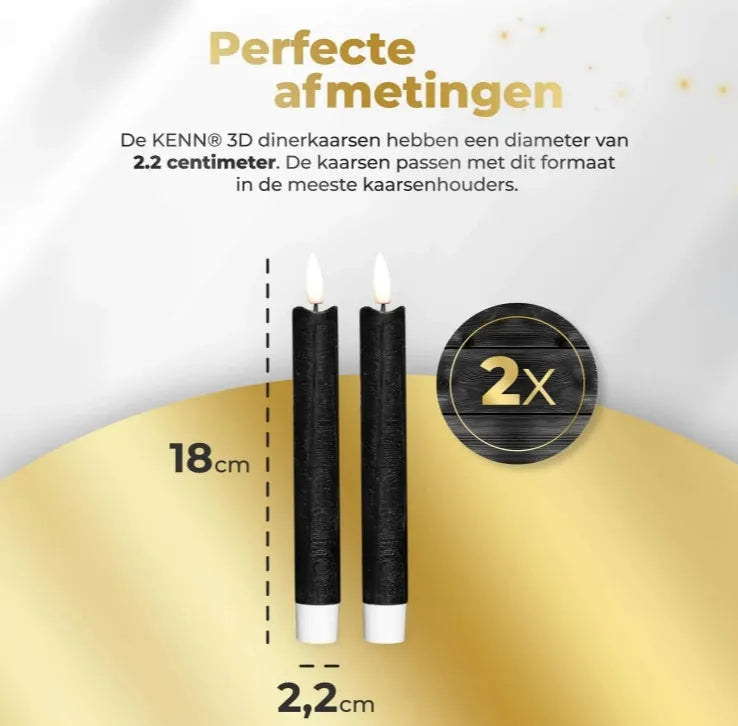 Four black 3D flame LED taper candles with realistic flickering effect