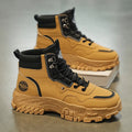 Men's black high-top Martin boots with mid heel and injection moulded sole