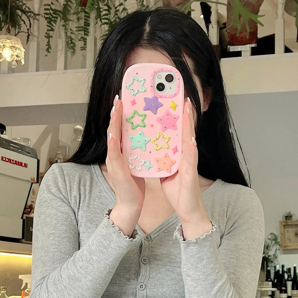 Oval foundation colour five-pointed star silicone phone case for iPhone 13 Pro Max