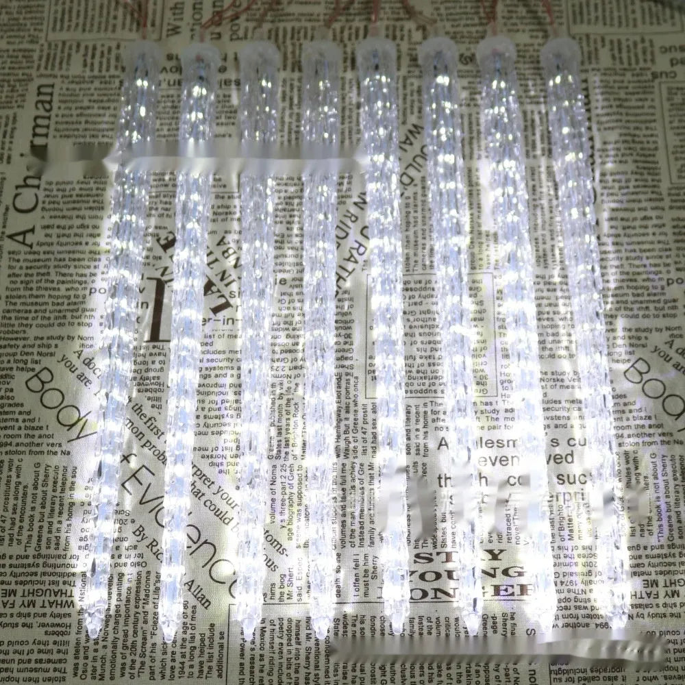30cm plastic ice cone shaped meteor shower festoon lamp for outdoor garden decoration